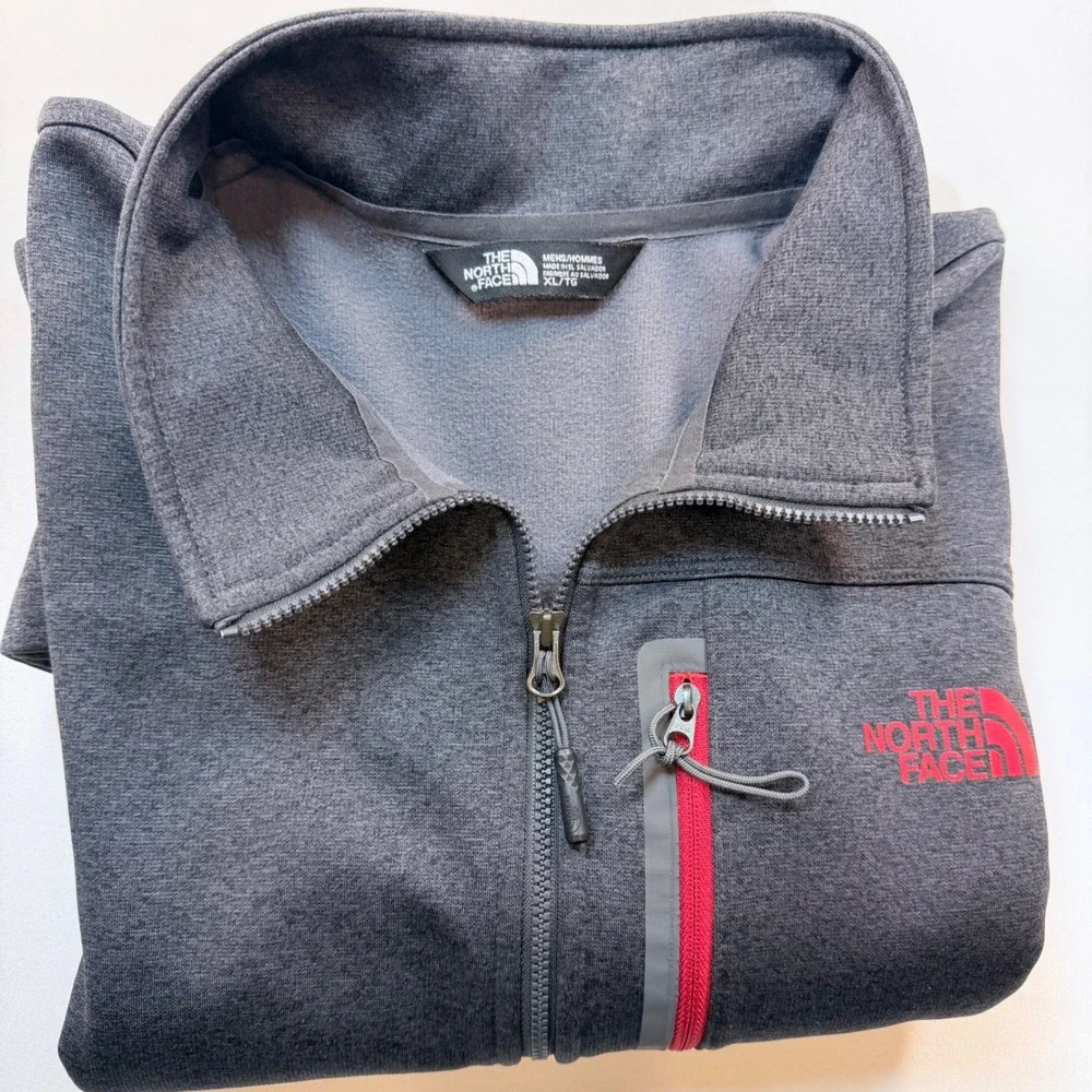 The North Face Mens XL Gray 1/4 Zip Pullover Fleece Stretch Jacket CUG0 Coral